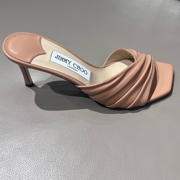 Jimmy Choo Shoes - Jimmy Choo Basil 75 Luxe Happa Caramel Leather Heels Mules